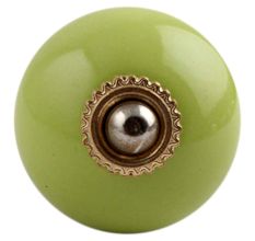 Lime Round Golden Fitting Ceramic Cabinet Knob